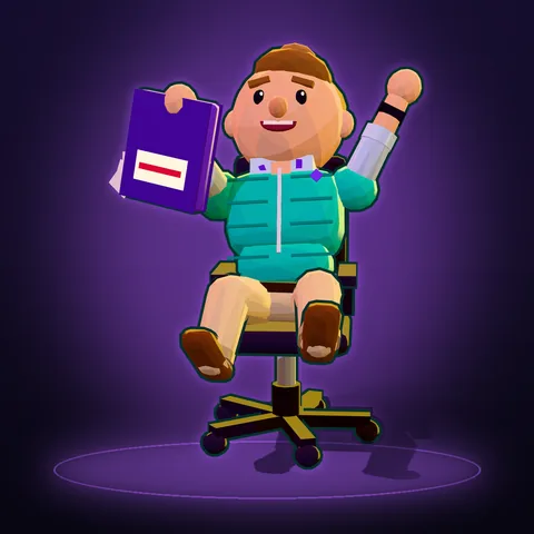 Le Fluidifieur, gilet matelassé sans manches et lanyard couvert de badges, file sur sa chaise de bureau à roulettes en brandissant son classeur violet.