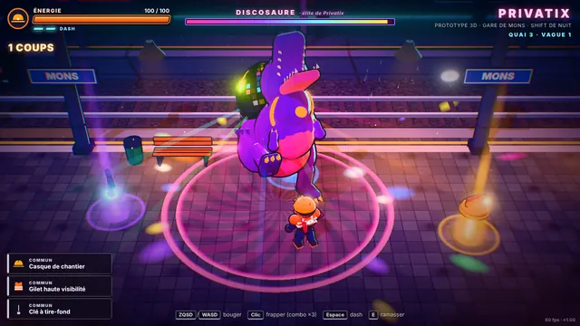 Le Discosaure piétine en rythme et envoie une onde de choc magenta autour de lui.